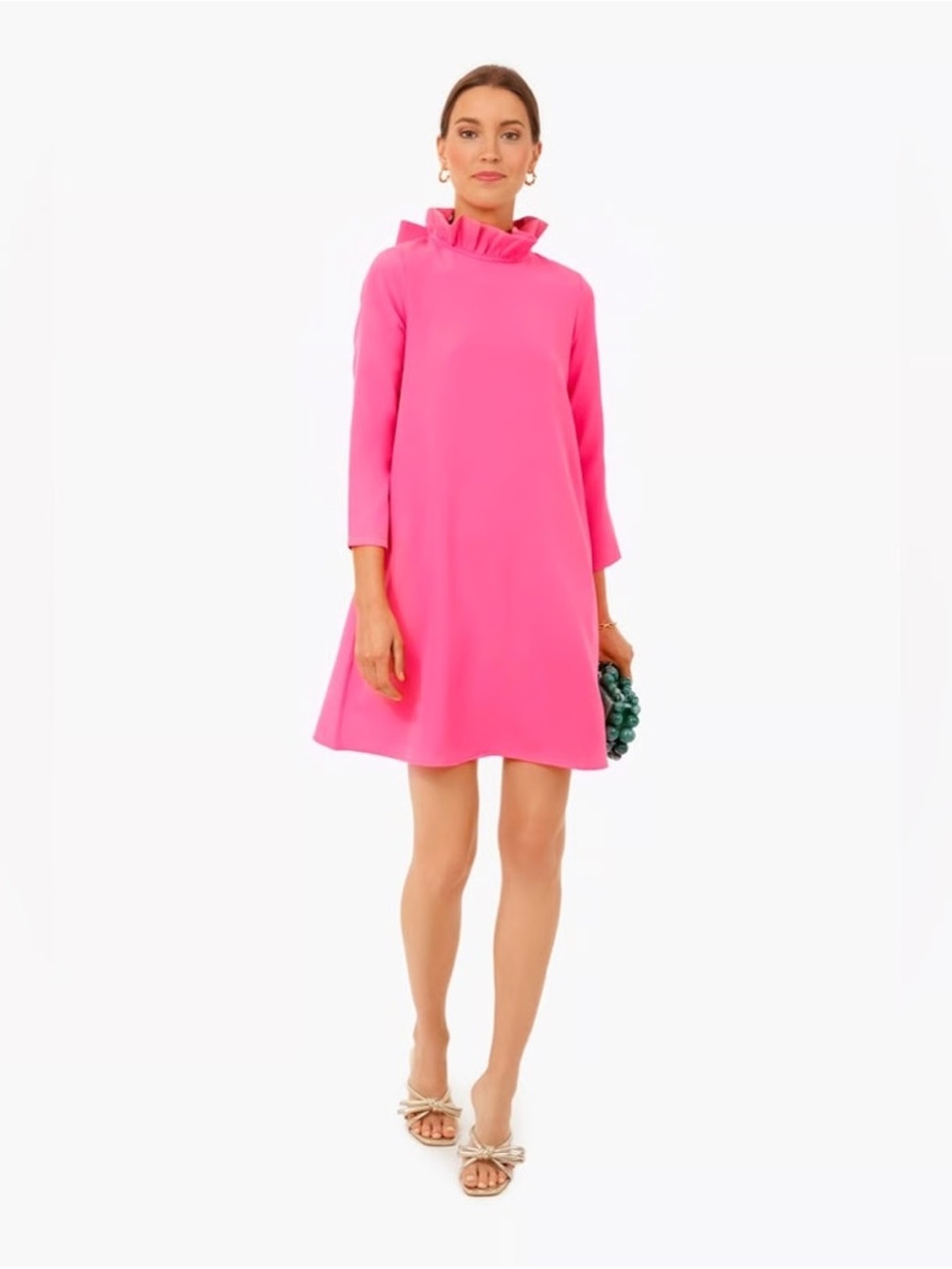 Tuckernuck Hot Pink Ruffle-Neck Daphne Dress